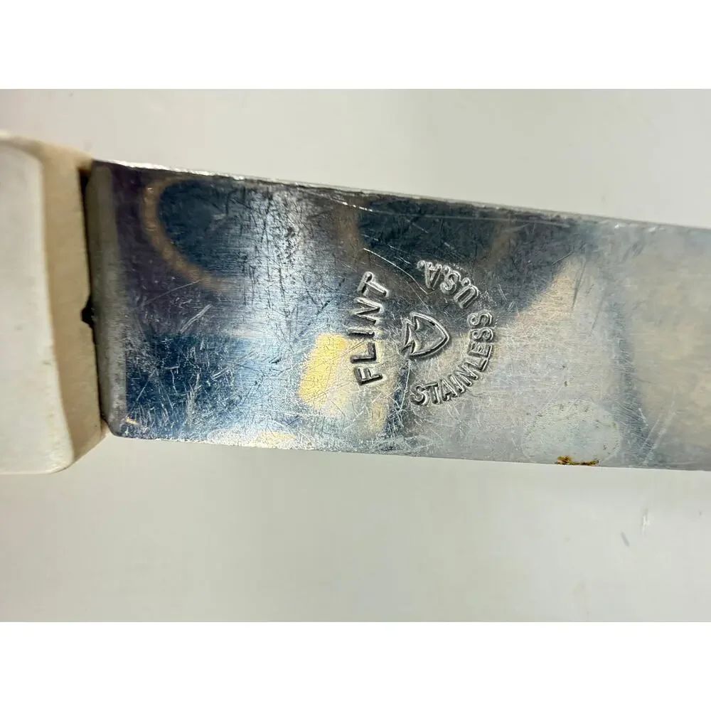Flint Stainless USA Soup Ladle Floral Handle Vintage Mid Century Kitchen Utensil
